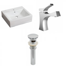 American Imaginations AI-26119 21-in. W Wall Mount White Vessel Set For 1 Hole Center Faucet - Faucet Included