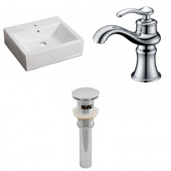 American Imaginations AI-26120 21-in. W Wall Mount White Vessel Set For 1 Hole Center Faucet - Faucet Included