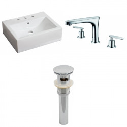 American Imaginations AI-26127 21-in. W Wall Mount White Vessel Set For 3H8-in. Center Faucet - Faucet Included