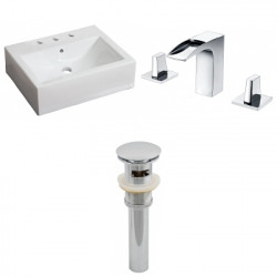 American Imaginations AI-26128 21-in. W Wall Mount White Vessel Set For 3H8-in. Center Faucet - Faucet Included