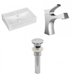 American Imaginations AI-26197 19.75-in. W Above Counter White Vessel Set For 1 Hole Center Faucet - Faucet Included