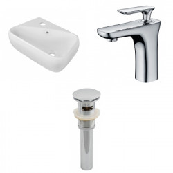 American Imaginations AI-26262 17.5-in. W Above Counter White Vessel Set For 1 Hole Left Faucet - Faucet Included