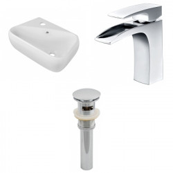 American Imaginations AI-26263 17.5-in. W Above Counter White Vessel Set For 1 Hole Left Faucet - Faucet Included