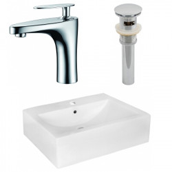 American Imaginations AI-26483 20.25-in. W Wall Mount White Vessel Set For 1 Hole Center Faucet - Faucet Included