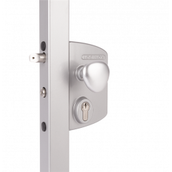 Locinox LIKQU2 Surface Mounted Electric Gate Lock w/ Fail Close, 3006R - Alum Round Knob, VSZ - Keyed to Differ