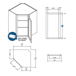 KCD Shaker Corner Wall Cabinet