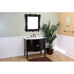 Bellaterra 203037 36.6 In Single Sink Vanity-Wood-Black -White Marble - 36.6x22x36"