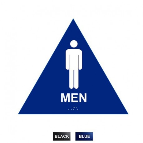 Cal-Royal MHS6 Men Sign Raised and Braille 10 1/2" High Triangle, Finish-Blue