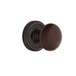 Nostalgic Warehouse CLABRN Classic Rosette w/ Brown Porcelain Door Knob