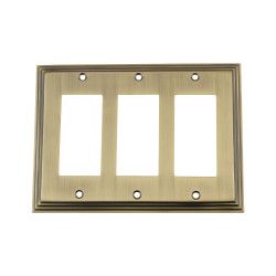 Nostalgic Warehouse DECSWPLTR3 Deco Switch Plate w/ Triple Rocker