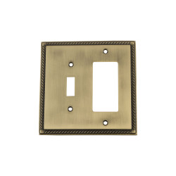 Nostalgic Warehouse ROPSWPLTTR Rope Switch Plate w/ Toggle & Rocker