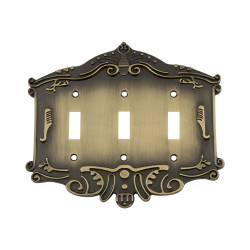 Nostalgic Warehouse VICSWPLTT3 Victorian Switch Plate w/ Triple Toggle