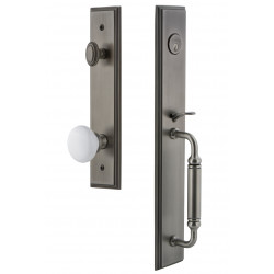 Grandeur Carre' One-Piece Handleset w/ Hyde Park Knob