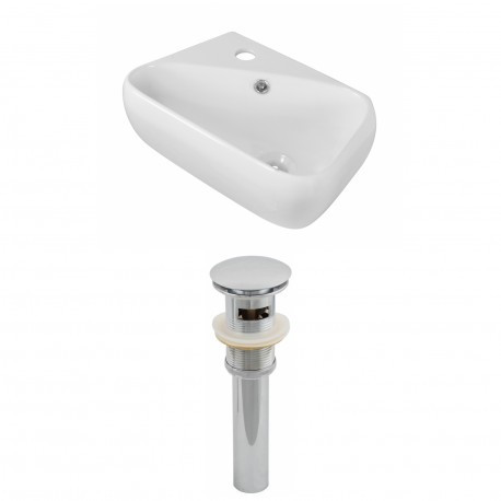 American Imaginations AI-1486 Single Hole Rectangle Vessel Set In White Color And Drain