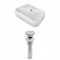 American Imaginations AI-1486 Single Hole Rectangle Vessel Set In White Color And Drain