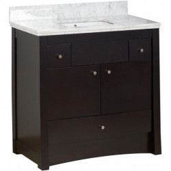 American Imaginations AI-16 Birch Wood-Veneer Vanity Set In Distressed Antique Walnut
