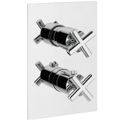 Rain Therapy PS OM-3051XT/X/R In Wall Thermostatic 3/4" Valve w/ 2 Way Diverter, Cross Handle, 2 Control