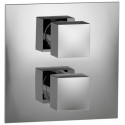 Rain Therapy PS 30A1-QT/Q/R In Wall Thermostatic 3/4" Valve w/ Shut-Off & Filters, Square Knob, 2 Control