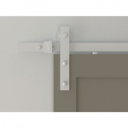 Custom Service Hardware NT.14000.9W.01 78.75" Designer's Collection Flat Rail Hook Strap Rolling Door Hardware Kit, White