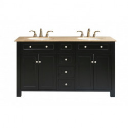 Bellaterra 603210 62 In Double Sink Vanity Wood - Black - 62x22x36"
