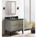 Bellaterra 400501-CAB-LY 37" Single Wall Mount Vanity In Linen Gray