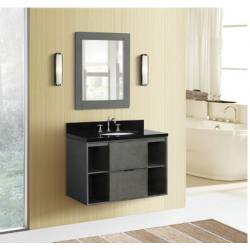 Bellaterra 400502-CAB-LY 37" Single Wall Mount Vanity In Linen Gray