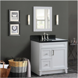 Bellaterra 400700-37R-WH 37" Single Sink Vanity In White Finish Right Drawers