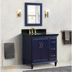 Bellaterra 400800-37L-BU 37" Single Vanity In Blue Finish Left Door/Left Sink
