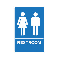 Palmer Fixture IS1005-15 Unisex Restroom Sign, Finish-Blue