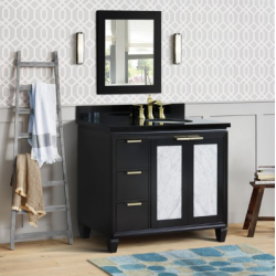 Bellaterra 400990-43R-BL 43" Single Vanity In Black Finish Right Door/Right Sink