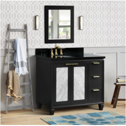 Bellaterra 400990-43L-DG-BGOL 43" Single Vanity In Dark Gray Finish Left Door/Left Sink