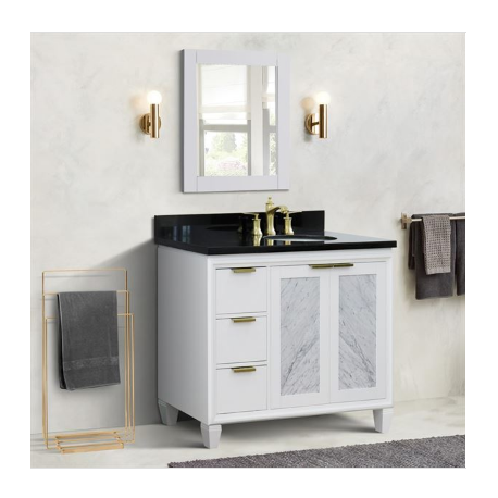 Bellaterra 400990-43R-WH 43" Single Vanity In White Finish Right Door/Right Sink