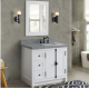 Bellaterra 400100-37R-GA 37" Single Vanity In Glacier Ash Finish Right Doors/Right Sink