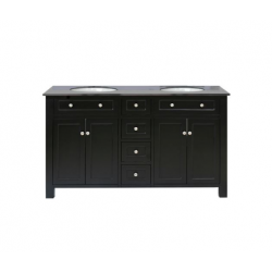 Bellaterra 603210-B-BG 62 In Double Sink Vanity Wood-Black-Black Galaxy Top