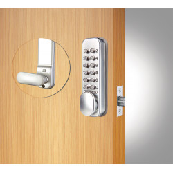 Codelocks CL160 SG Tubular Latchbolt, QuickCode Function, For Door Thickness-1-3/8" - 2-3/8", Silver Gray