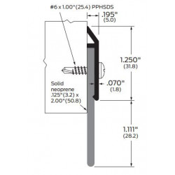 ZERO 39W Door Sweep, Solid Neoprene .125" x 2"