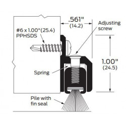 ZERO 255 Adjustable Surface Sweep With Spring/Pile Insert - Door Sweep