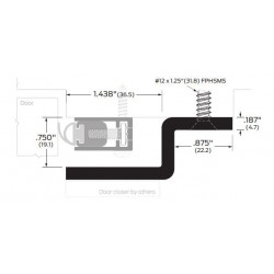 ZERO 870SPB Door Closer Mounting Bracket, 6", Finish-Steel Prime Painted