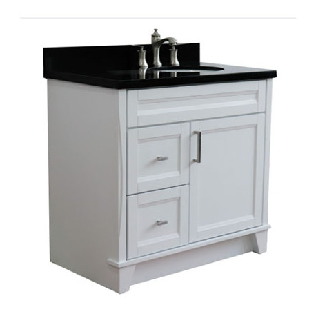 Bellaterra 400700-37R-WH 37" Single Sink Vanity In Blue Finish Right Drawers