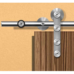 ABP-Beyerle 110 Flatec IV Series Barn Door Hardware Set for Wooden Doors, Finish-Satin Stainless Steel