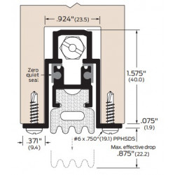 ZERO 360AA Mortised Automatic Door Bottom, Heavy Duty,Finish-Clear Anodized