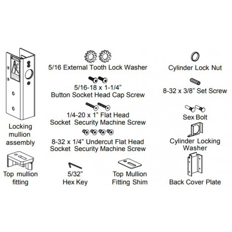 Von Duprin Keyed Removable Kit for 1654 & 4954 Mullions