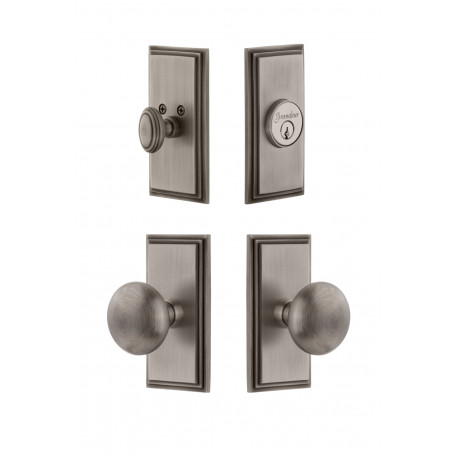 Grandeur Carre Plate w/ Fifth Avenue Knob & Matching Deadbolt