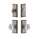 Grandeur Carre Short Plate w/ Fontainebleau Crystal Knob & Matching Deadbolt