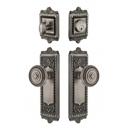 Grandeur Windsor Long Plate w/ Soleil Knob & Matching Deadbolt