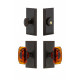 Grandeur Carre Plate w/ Amber Baguette Crystal Knob & Matching Deadbolt