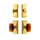 Grandeur Carre Plate w/ Amber Baguette Crystal Knob & Matching Deadbolt