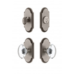 Grandeur Arc Short Plate w/ Provence Crystal Knob & Matching Deadbolt