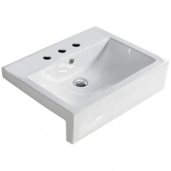 American Imaginations AI-28508 23.6-in. W Semi-Recessed White Bathroom Vessel Sink For 3H8-in. Center Drilling