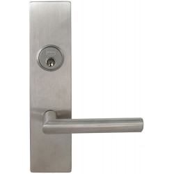 Omnia 12012 Modern Exterior Mortise Entrance Lever Lockset w/ Plate - Stainless Steel